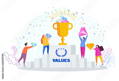 Business values concept. Company values shared by staff.