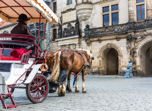 Tour wagon with a horse in ...