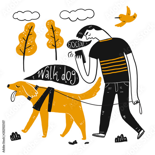 The drawing hand that conveys. The appearance and lifestyle. Collection of hand drawn. Vector illustration in sketch doodle style, Painting strokes, semi-abstract, using lines and intense color.