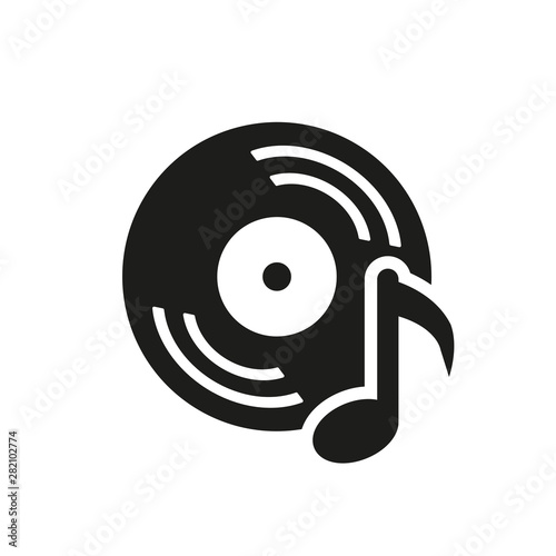 Musical record, vintage vinyl icon - vector