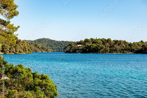 View to a small isle with a house on it in mljet