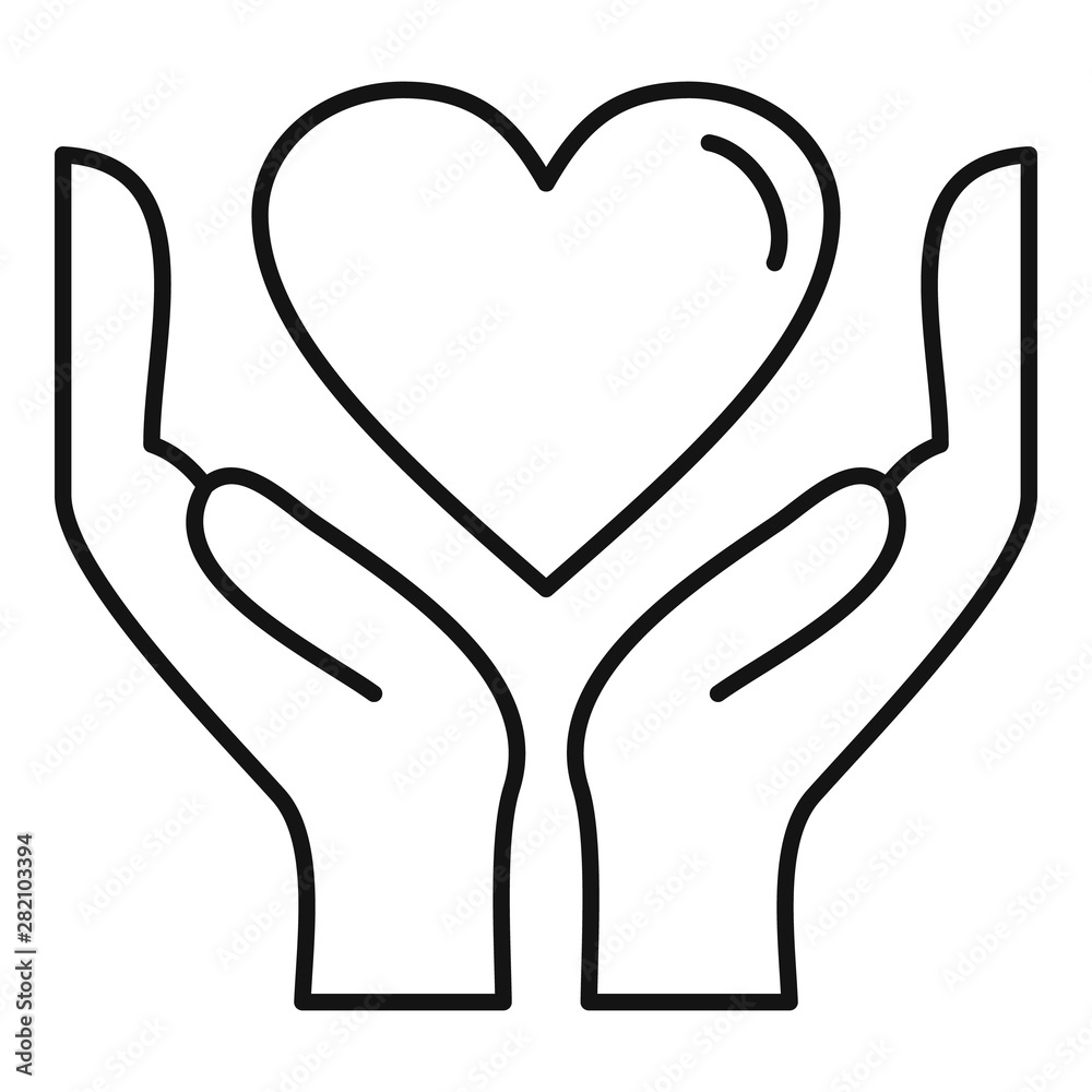 Heart hands icon. Outline heart hands vector icon for web design isolated on white background Heart hands icon. Outline heart hands vector icon for web design isolated on white background