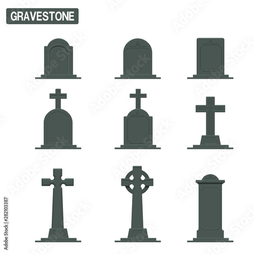 Valokuva Set of gravestone on transparent background
