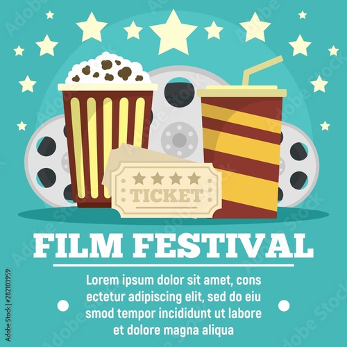 Cinema film festival concept banner. Flat illustration of cinema film festival vector concept banner for web design