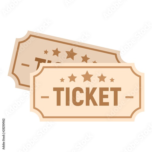 Paper cinema ticket icon. Flat illustration of paper cinema ticket vector icon for web design