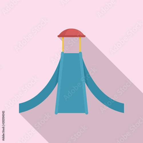 Kid aquapark slide icon. Flat illustration of kid aquapark slide vector icon for web design