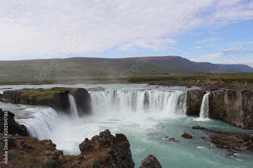 godafoss waterfall in summer 