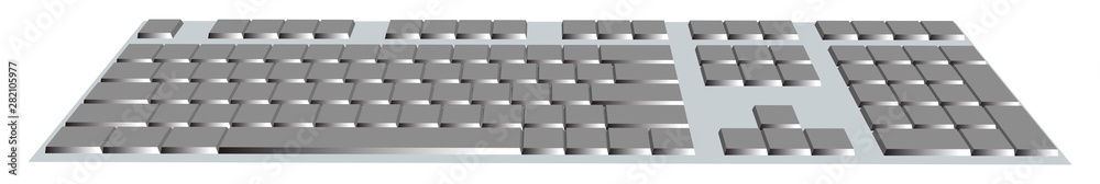 Fototapeta premium Computer keyboard with blank buttons, isolated on white, isometric, in perspective. EPS10 vector illustration.