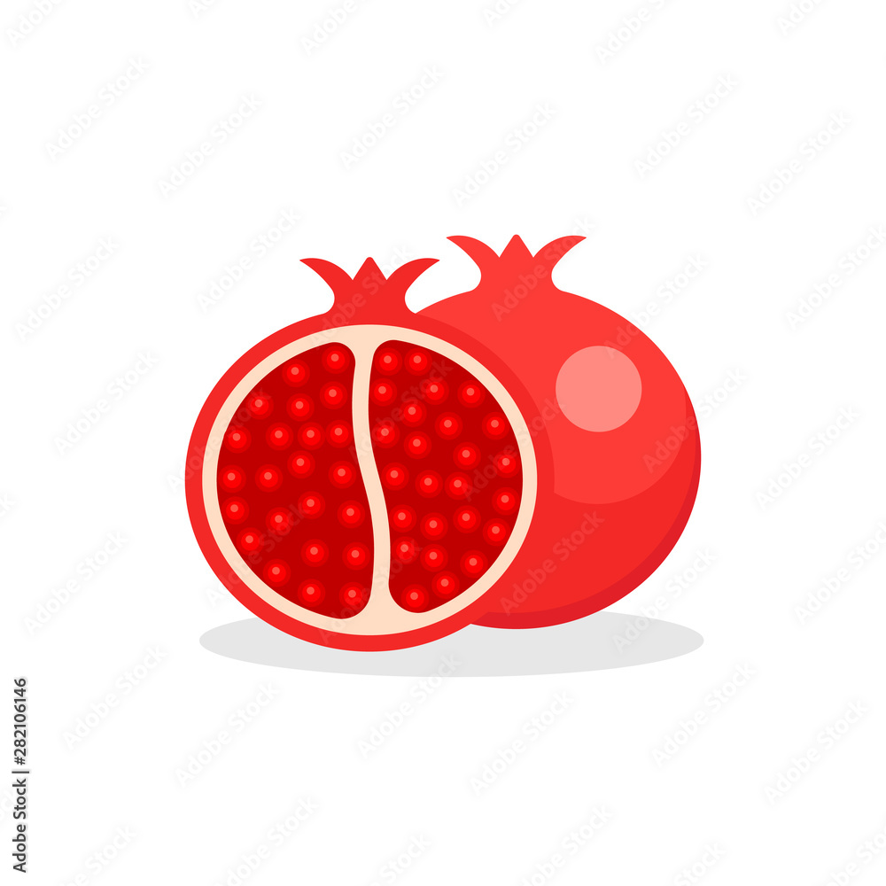Pomegranate fruit isolated on white background. Vector illustration. Pomegranate fruit isolated on white background. Vector illustration.