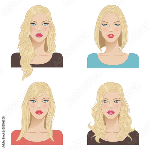 Beautiful fashion blonde women, vector illustration.