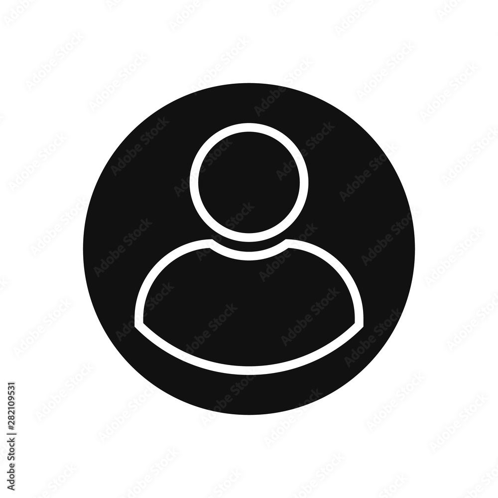 Black and white user icon vector illustration
