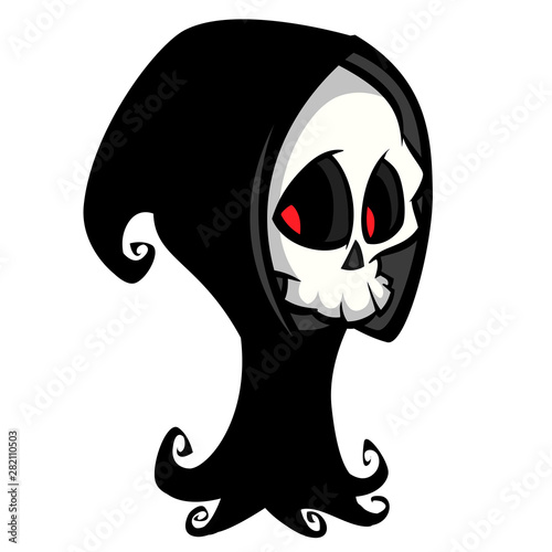 Cute cartoon grim reaper. Halloween vector illustration