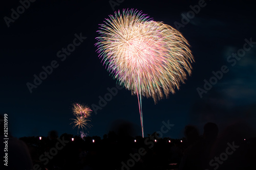 Beautiful firework display festival in Itabashi, Tokyo, Japan photo