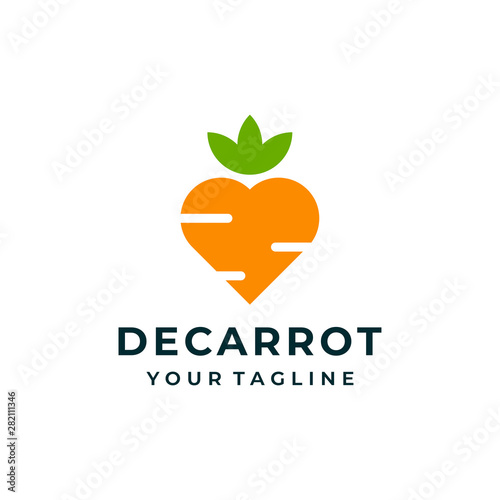 Love carrot logo and icon design vector.