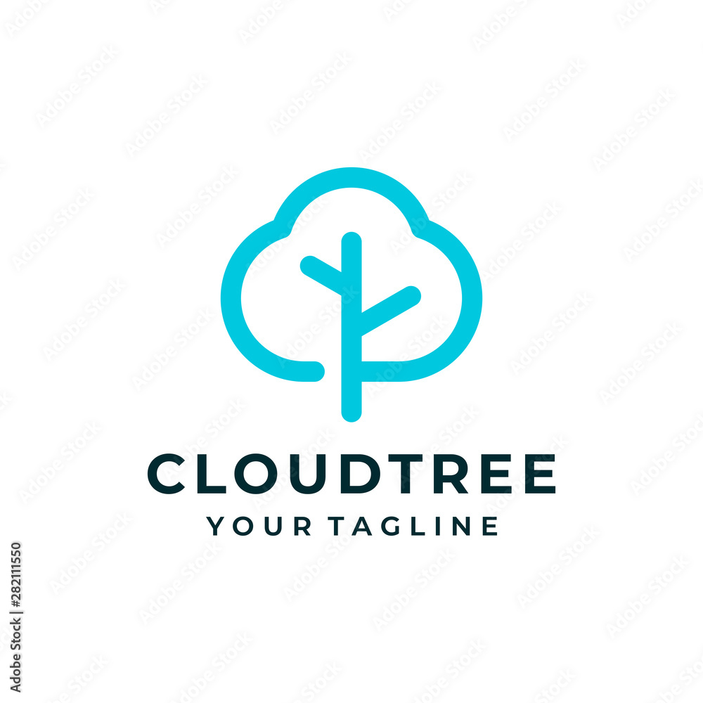 Cloud tree logo and icon design vector. Cloud tree logo and icon design vector.
