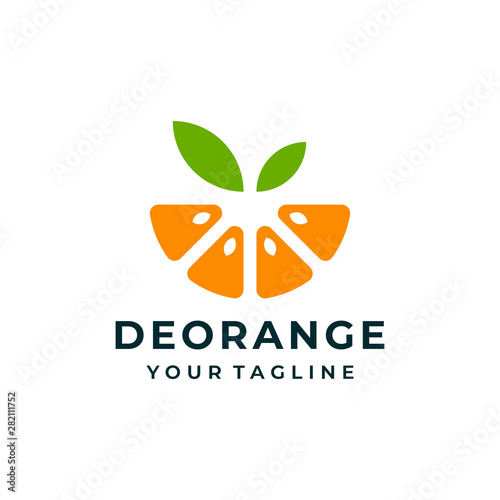 Orange fruit juice logo and icon design vector.