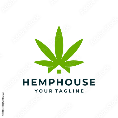 Cannabis house logo and icon design vector.