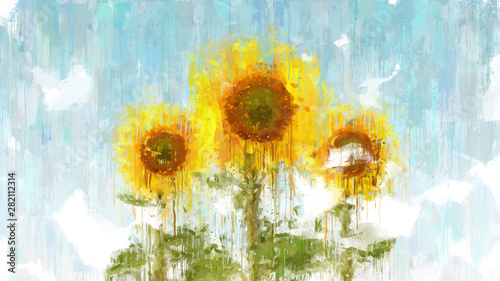abstract in abstract background with sunflowers