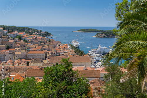 Hvar panoramic view over the old town  Croatia