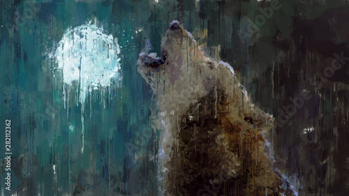 wolf in abstract impressionism style art