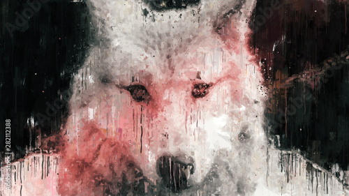 wolf in abstract impressionism style art