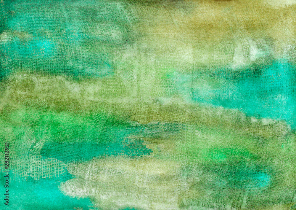 Colorful background. Watercolor green and ochre spots