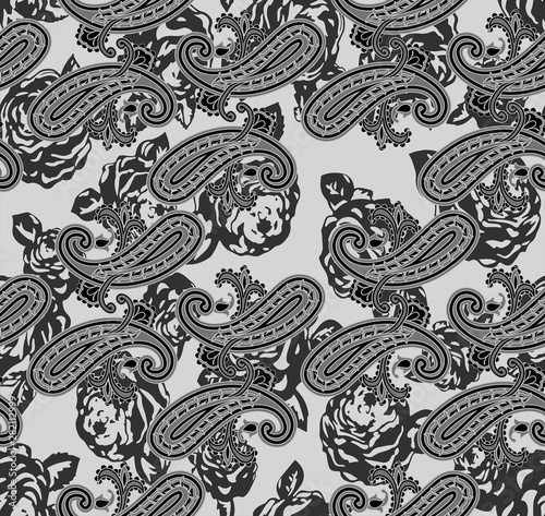 Paisley pattern. Black and white.
