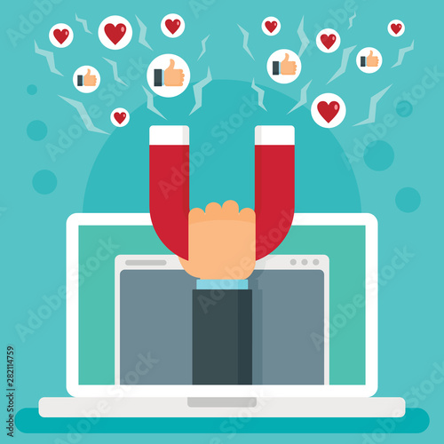 Magnet concept background. Flat illustration of magnet vector concept background for web design