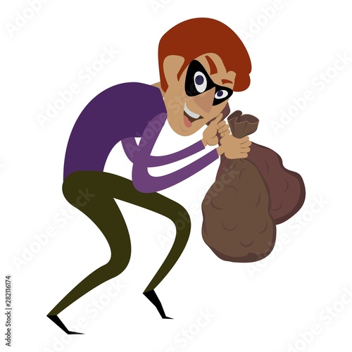 Burglar take money bags icon. Cartoon of burglar take money bags vector icon for web design isolated on white background