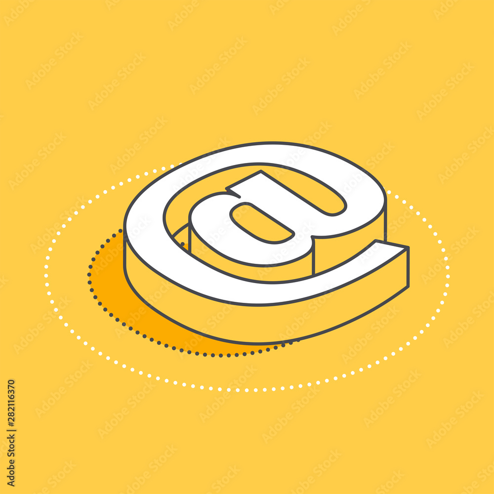 Obraz premium isometric vector icon on a yellow background, business signe in the form of an email , Internet mail