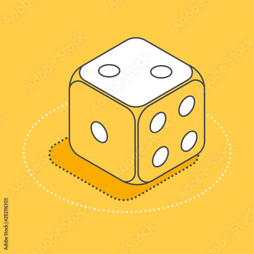 isometric vector icon on a yellow background, simple graphic dice