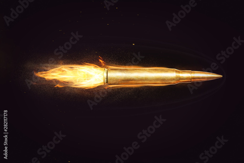 Tableau sur toile bullet flying on fire