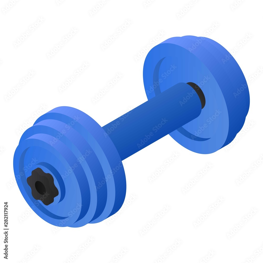 Blue dumbbell icon. Isometric of blue dumbbell vector icon for web design isolated on white background Blue dumbbell icon. Isometric of blue dumbbell vector icon for web design isolated on white background
