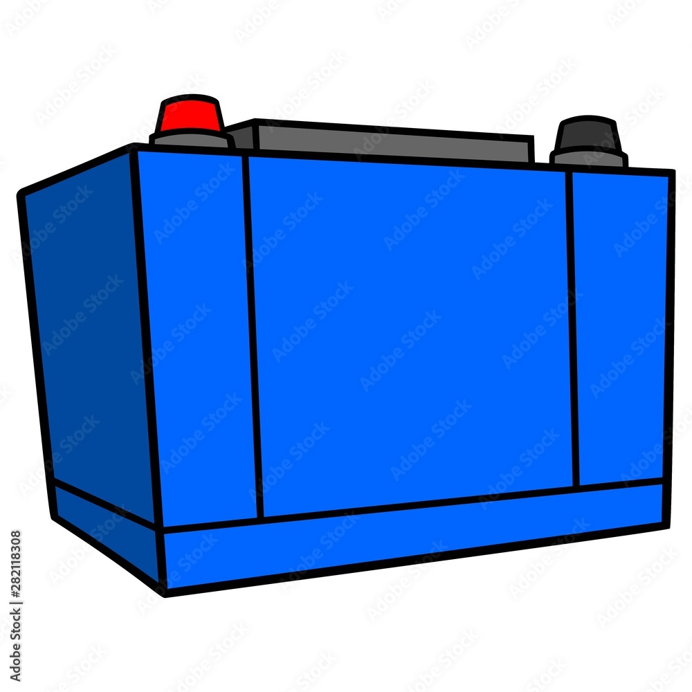 Car Battery Cartoon - A cartoon illustration of a Car Battery Mascot. Car Battery Cartoon - A cartoon illustration of a Car Battery Mascot.