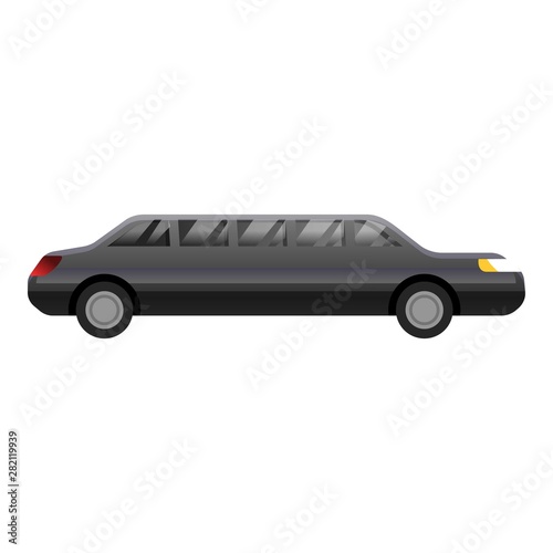 Black limousine icon. Cartoon of black limousine vector icon for web design isolated on white background