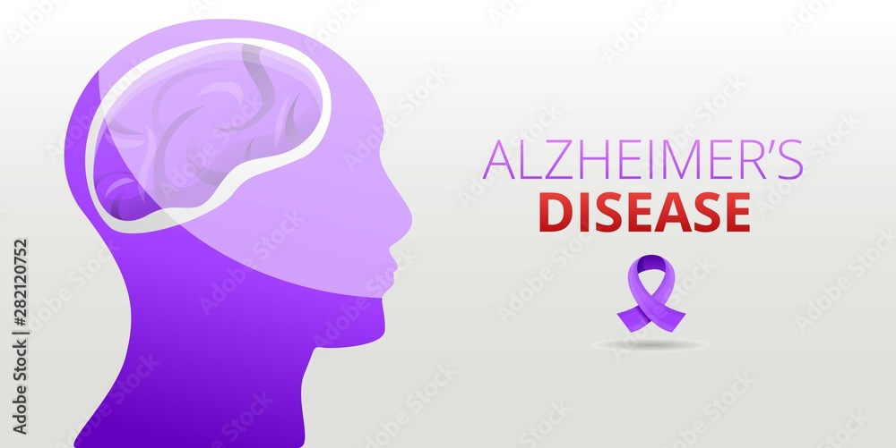 Modern alzheimer disease concept banner. Cartoon illustration of modern alzheimer disease vector concept banner for web design