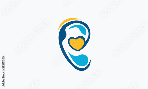 Hearing, ear love logo icon vector template
