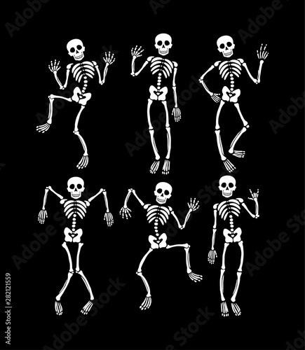 Set of dancing skeletons