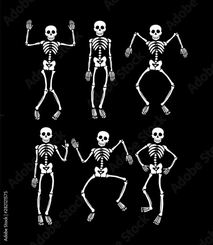 Set of dancing skeletons