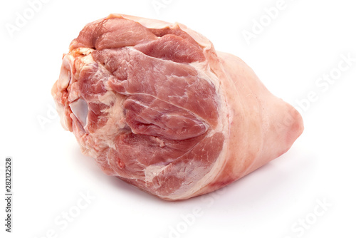 Photography Fresh raw pork knuckle, isolated on white background