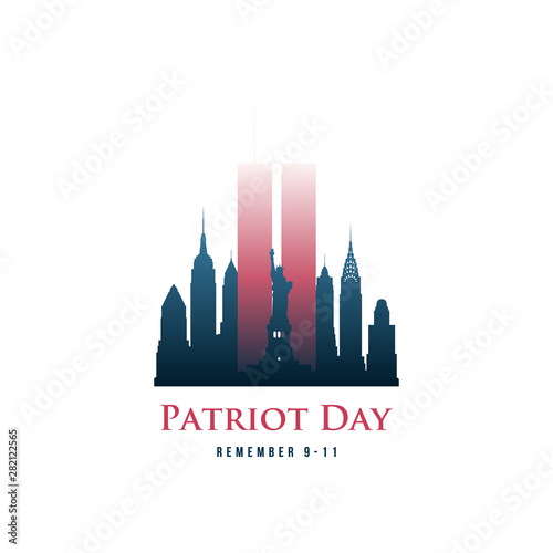 Fotografering Patriot Day card with Twin Towers and phrase Remember 9-11