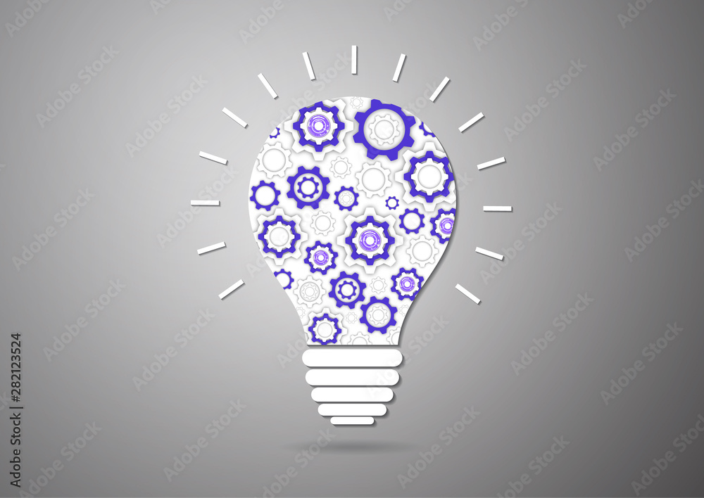 Light bulb inside gear. Strategy idea symbol icon. Logo design. Creative solutions concept. Vector illustration for your design. Light bulb inside gear. Strategy idea symbol icon. Logo design. Creative solutions concept. Vector illustration for your design.