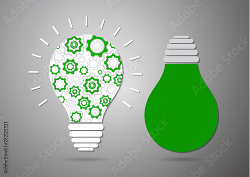 Light bulb inside gear. Strategy idea symbol icon. Logo design. Creative solutions concept. Vector illustration for your design.