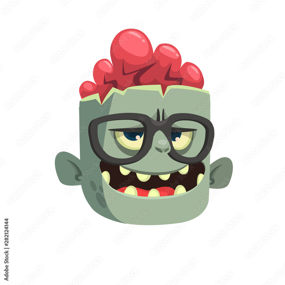Fototapeta premium Cartoon scary zombie. Halloween vector illustration