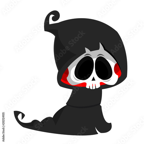 Cute cartoon grim reaper. Halloween vector illustration