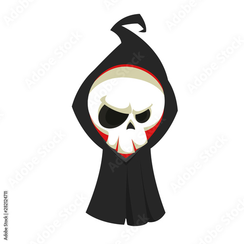 Cute cartoon grim reaper. Halloween vector illustration