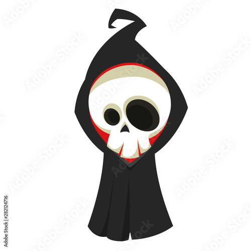 Cute cartoon grim reaper. Halloween vector illustration