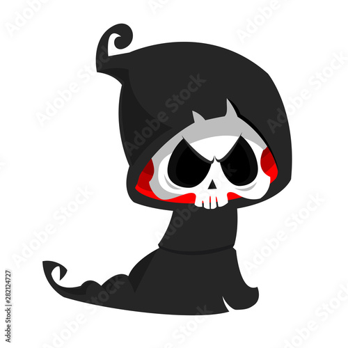 Cute cartoon grim reaper. Halloween vector illustration