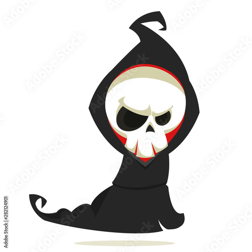 Cute cartoon grim reaper. Halloween vector illustration