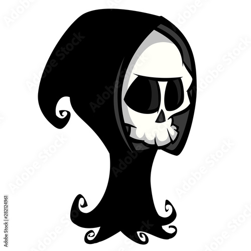 Cute cartoon grim reaper. Halloween vector illustration